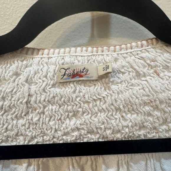 Faherty Womens Laura Embroidered Peasant Top Puffy Small Blouse White Organic - Picture 3 of 6